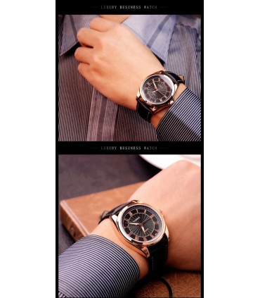 Мъжки елегантен часовник с кожена каишка - модел 336