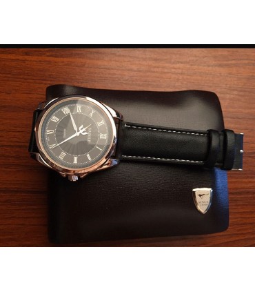 Мъжки елегантен часовник с кожена каишка - модел 336