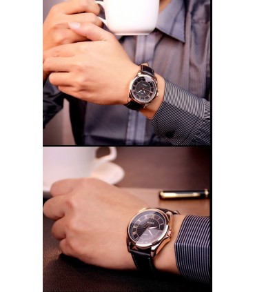 Мъжки елегантен часовник с кожена каишка - модел 336