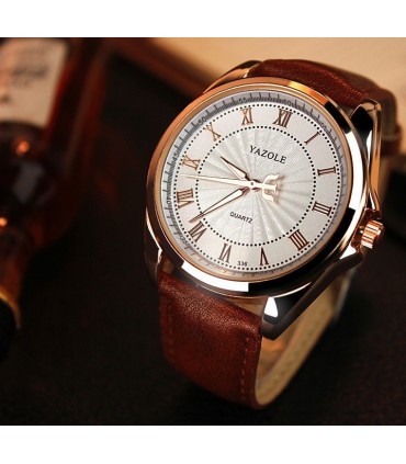 Мъжки елегантен часовник с кожена каишка - модел 336