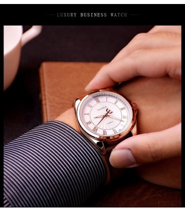 Мъжки елегантен часовник с кожена каишка - модел 336