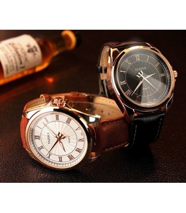 Мъжки елегантен часовник с кожена каишка - модел 336