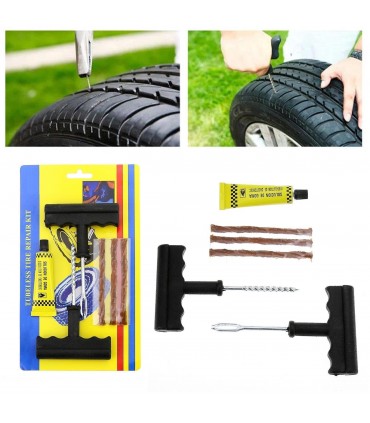 комплект от инструменти, който ви позволява бързо и лесно да ремонтирате дупка на гума, без да отстранявате гумата от джантата