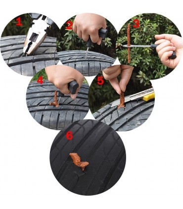 комплект от инструменти, който ви позволява бързо и лесно да ремонтирате дупка на гума, без да отстранявате гумата от джантата