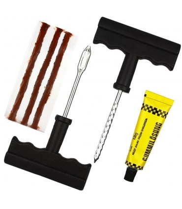 комплект от инструменти, който ви позволява бързо и лесно да ремонтирате дупка на гума, без да отстранявате гумата от джантата