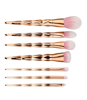 Комплект от 7 бр.  Златни Четки за Грим с ефектни дръжки - код 1736