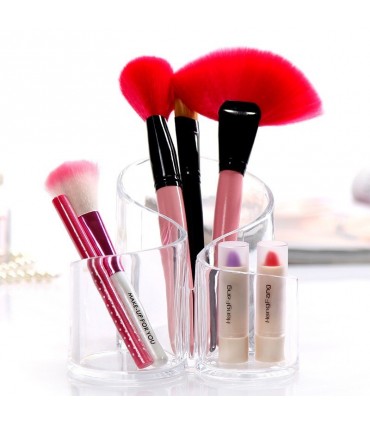 Прозрачен органайзер за козметика с 3 отделения тип моливник - 2207