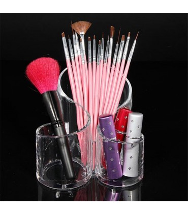 Прозрачен органайзер за козметика с 3 отделения тип моливник - 2207