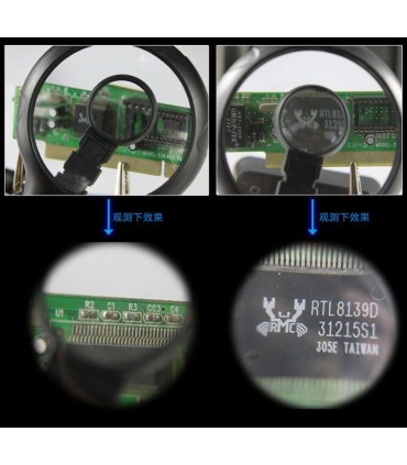 Настолна лупа с LED лампа, трета ръка, 220VAC, 22W, увеличение 2.5X