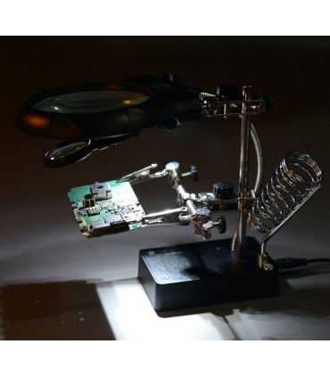 Настолна лупа с LED лампа, трета ръка, 220VAC, 22W, увеличение 2.5X