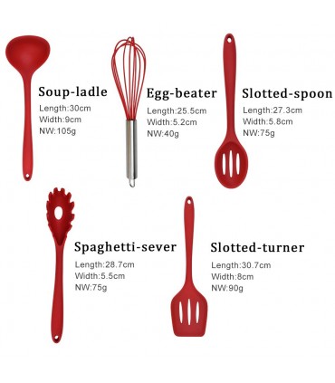 Комплект прибори за готвене и сервиране от силикон, 10 бр.