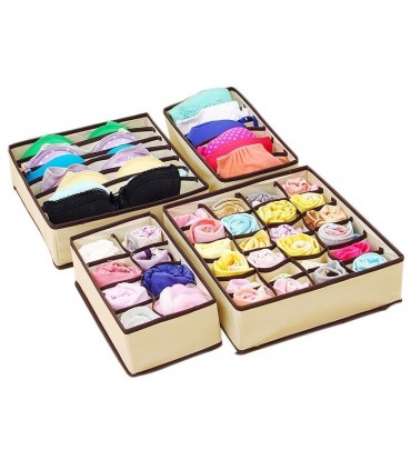 Комплект от 4бр. сгъваеми органайзери за чекмеджета за бельо, чорапи, сутиени и др.