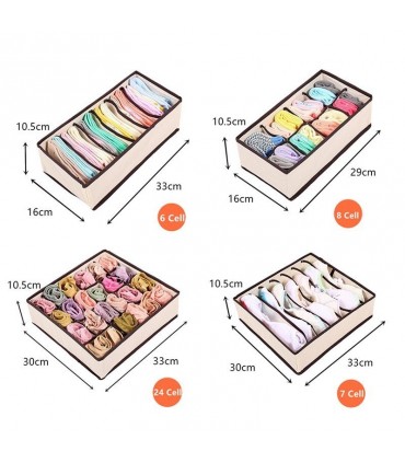 Комплект от 4бр. сгъваеми органайзери за чекмеджета за бельо, чорапи, сутиени и др.