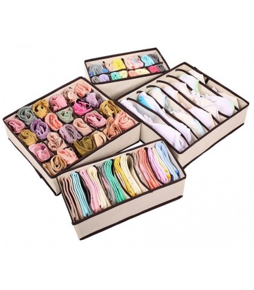 Комплект от 4бр. сгъваеми органайзери за чекмеджета за бельо, чорапи, сутиени и др.