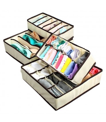 Комплект от 4бр. сгъваеми органайзери за чекмеджета за бельо, чорапи, сутиени и др.