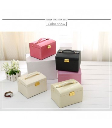 Луксозна кутия-куфар за бижута и козметика на три нива - код 1756