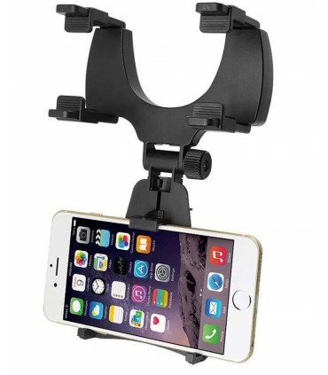 Универсална поставка за мобилен телефон За огледало за обратно виждане, Черен