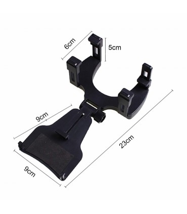 Универсална поставка за мобилен телефон За огледало за обратно виждане, Черен