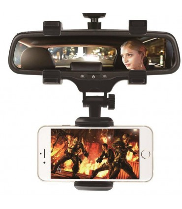 Универсална поставка за мобилен телефон За огледало за обратно виждане, Черен