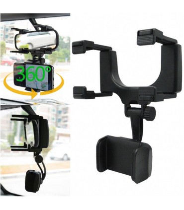 Универсална поставка за мобилен телефон За огледало за обратно виждане, Черен