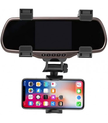Универсална поставка за мобилен телефон За огледало за обратно виждане, Черен