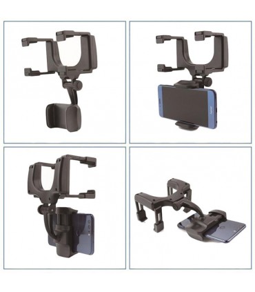 Универсална поставка за мобилен телефон За огледало за обратно виждане, Черен