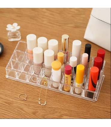 Прозрачен настолен органайзер за червила, гланцове и лакове