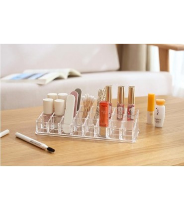 Прозрачен настолен органайзер за червила, гланцове и лакове