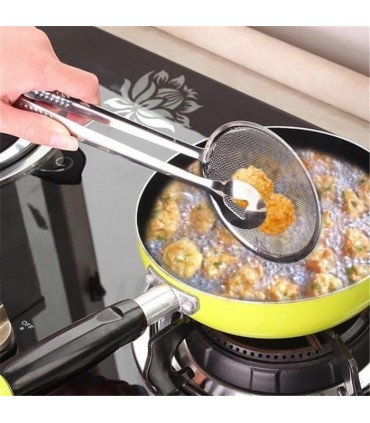 Метална Щипка с цедка за пържене и отцеждане 2в1