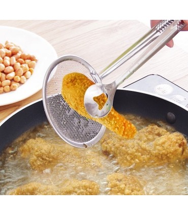 Метална Щипка с цедка за пържене и отцеждане 2в1