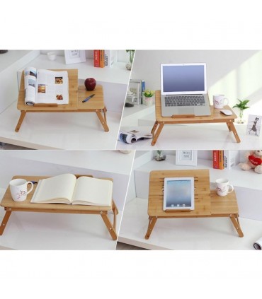 Бамбукова масичка за лаптоп с USB охладител