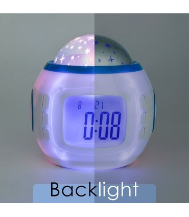 Детски настолен музикален часовник с прожектор за звезди