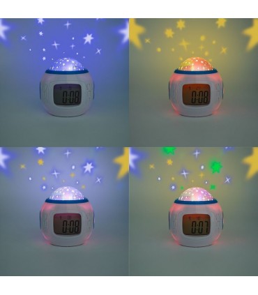 Детски настолен музикален часовник с прожектор за звезди