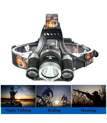 Мощен троен челник с 1 CREE LED+2 COB LED Диода с мощност 3000lm 30W