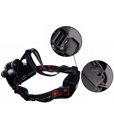 Мощен троен челник с 1 CREE LED+2 COB LED Диода с мощност 3000lm 30W