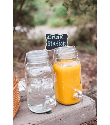 Стъклен ретро буркан за напитки с  канелка 2 л.