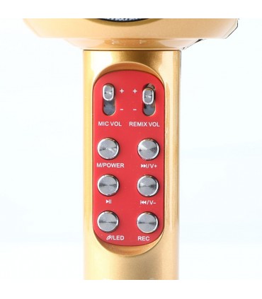 БЕЗЖИЧЕН БЛУТУТ КАРАОКЕ МИКРОФОН С ЛЕД СВЕТЛИНИ И ВГРАДЕН ГОВОРИТЕЛ WSTER WS-1816