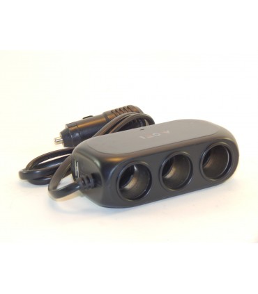 Разклонител за автомобилна запалка с 3 куплунга и 2бр. USB  D23