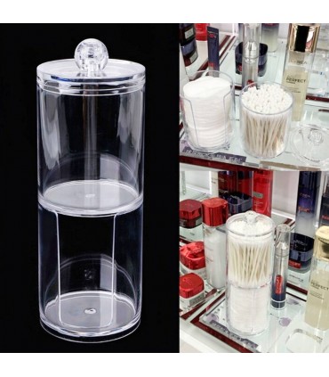 2 в 1 Прозрачен Органайзер за Клечки за Уши и Памучни Тампони