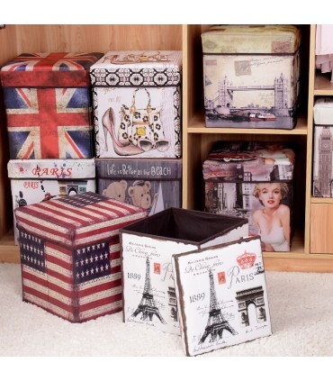 Отваряема сгъваема табуретка, кутия в ретро стил