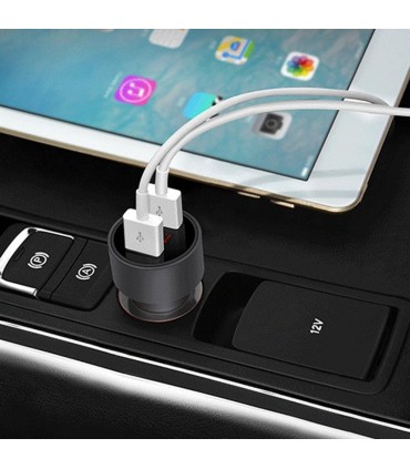 USB зарядно за кола + волтметър, кръгло