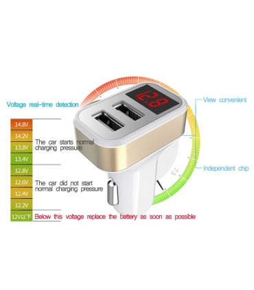 Разклонител за запалка с волтметър модел 1980, 12v-24v, 2бр. USB