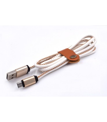 Луксозен, кожен USB кабел за зареждане на телефон, 1 м.