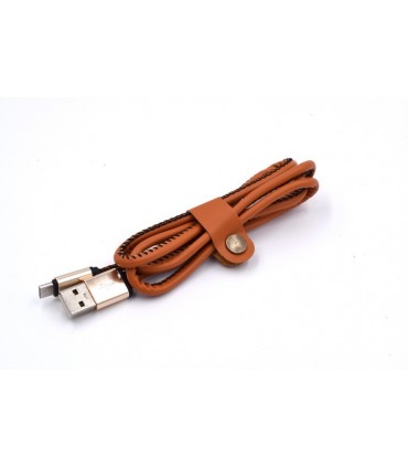 Луксозен, кожен USB кабел за зареждане на телефон, 1 м.