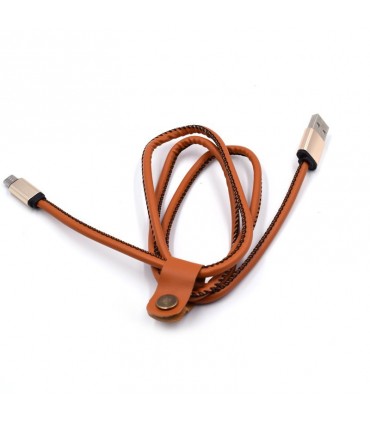 Луксозен, кожен USB кабел за зареждане на телефон, 1 м.