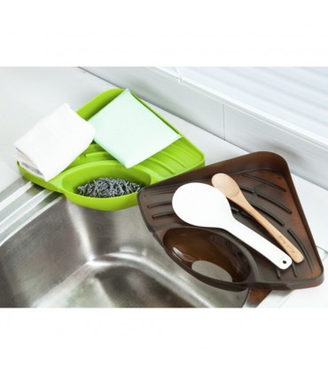 Ъглова поставка за гъба за мивка с дренажен отвор