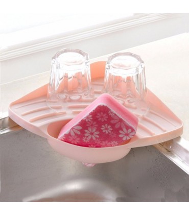 Ъглова поставка за гъба за мивка с дренажен отвор