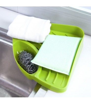 Ъглова поставка за гъба за мивка с дренажен отвор