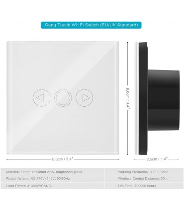 Единичен, Двоен или Троен сензорен ключ за осветление  с дистанционно управление