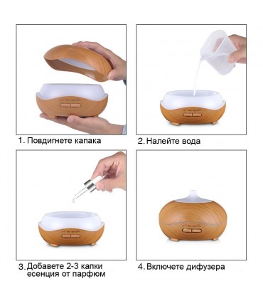 Ултразвуков дифузер за ароматерапия - 400мл.